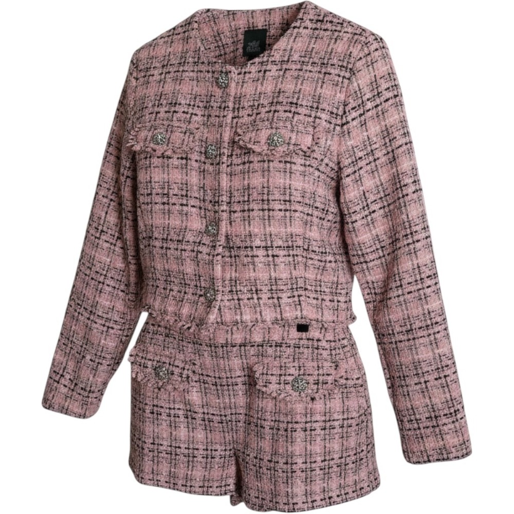 Wild Fable Pink Plaid Tweed Jacket and Skorts Set XS Shorts S Top New With Tags